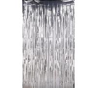Neel Blue Silver Metallic Tinsel Curtain Foil Fringe Backdrop Steamers - 1M X 3M