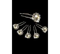 Neel Blue Silver Plated Crystal Hair Pins Flower Design for Wedding Neel Blue Silver One Size