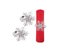 Neel Blue Silver Snowflake Napkin Rings, Diamante Rhinestone Christmas Napkin Holder Neel Blue Silver