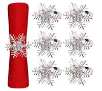 Neel Blue Silver Snowflakes Napkin Rings, Diamante Rhinestone Christmas Napkin Holder - 6Pcs