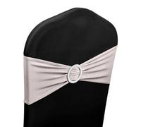 Neel Blue Silver Spandex Chair Band With Slider Buckle Stretchy Chair Band Sash, 1Pc