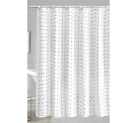 Neel Blue Simple Geometric Lines Printed Shower Curtain, Black & White - 180cm x 200cm | Size: 180 cm width x 200 cm drop Neel Blue White 180 cm width x 200 cm drop