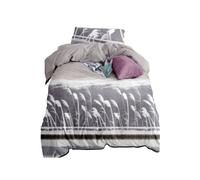 Neel Blue Single Printed Duvet Cover Matching Pillow Case - Floral Grey