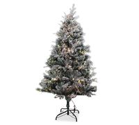 Neel Blue Snow Flocked Xmas Tree, Pre-Lit Christmas Tree With Colourful LEDs in Green | Size: 5ft Neel Blue Green 5ft