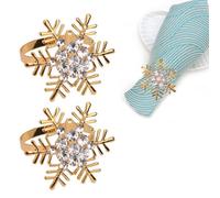 Neel Blue Snowflakes Design Christmas Napkin Ring Serviettes Buckles, Gold