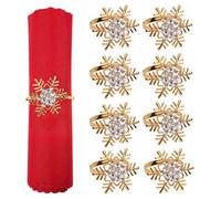 Neel Blue Snowflakes Design Napkin Holder Rings Serviettes Buckles For Christmas Table Décor, Gold, 18Pcs