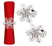 Neel Blue Snowflakes Design Napkin Holder Rings Serviettes Buckles For Christmas Table Décor, Silver, 2Pcs