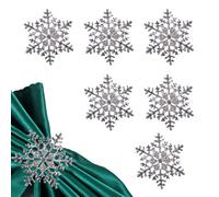 Neel Blue Snowflakes & Diamante Studded Napkin Holder Rings Serviettes Buckles, Silver, 12Pcs