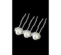Neel Blue Stainless Steel Hair Pins with Pearl, Flower Design for Wedding Bridal in White Neel Blue White One Size