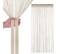 Neel Blue String Curtain Panel Spaghetti Tassel Curtain, 200Cm X 90Cm - Beige