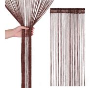 Neel Blue String Curtain Panel Spaghetti Tassel Curtain, 200Cm X 90Cm - Coffee