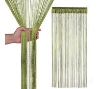 Neel Blue String Curtain Panel Spaghetti Tassel Curtain, 200Cm X 90Cm - Green