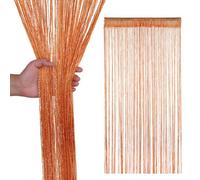 Neel Blue String Curtain Panel Spaghetti Tassel Curtain, 200Cm X 90Cm - Orange