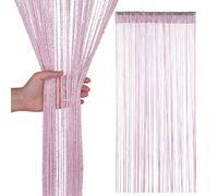 Neel Blue String Curtain Panel Spaghetti Tassel Curtain, 200Cm X 90Cm - Pink