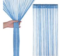 Neel Blue String Curtain Panel Spaghetti Tassel Curtain, 200Cm X 90Cm - Sky Blue