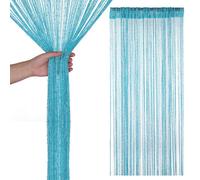 Neel Blue String Curtain Panel Spaghetti Tassel Curtain, 200Cm X 90Cm - Turquoise