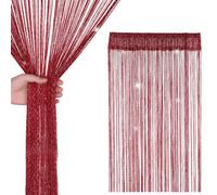 Neel Blue String Curtains Glitter Fringe Panel Fly Screen Doorway Tassel Curatin, 200Cm X 90Cm - Burgundy