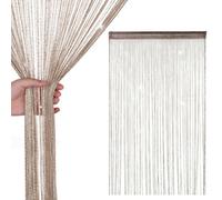 Neel Blue String Curtains Glitter Fringe Panel Fly Screen Doorway Tassel Curatin, 200Cm X 90Cm - Champagne
