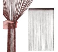 Neel Blue String Curtains Glitter Fringe Panel Fly Screen Doorway Tassel Curatin, 200Cm X 90Cm - Coffee