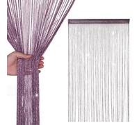 Neel Blue String Curtains Glitter Fringe Panel Fly Screen Doorway Tassel Curatin, 200Cm X 90Cm - Dark Purple