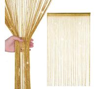 Neel Blue String Curtains Glitter Fringe Panel Fly Screen Doorway Tassel Curatin, 200Cm X 90Cm - Gold