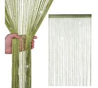 Neel Blue String Curtains Glitter Fringe Panel Fly Screen Doorway Tassel Curatin, 200Cm X 90Cm - Green