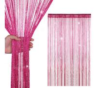 Neel Blue String Curtains Glitter Fringe Panel Fly Screen Doorway Tassel Curatin, 200Cm X 90Cm - Hot Pink