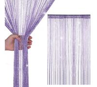 Neel Blue String Curtains Glitter Fringe Panel Fly Screen Doorway Tassel Curatin, 200Cm X 90Cm - Light Purple