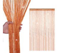 Neel Blue String Curtains Glitter Fringe Panel Fly Screen Doorway Tassel Curatin, 200Cm X 90Cm - Orange