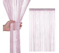 Neel Blue String Curtains Glitter Fringe Panel Fly Screen Doorway Tassel Curatin, 200Cm X 90Cm - Pink