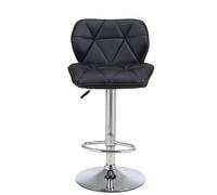 Neel Blue Swivel Bar Stool, Adjustable Height Faux Leather Breakfast Modern Chair, Black
