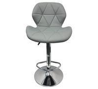 Neel Blue Swivel Bar Stool, Adjustable Height Faux Leather Breakfast Modern Chair, Grey