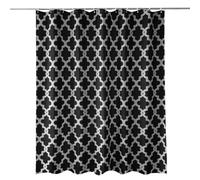 Neel Blue Trellis Black Shower Curtain, Polyester Fabric Bathroom Curtain With 12 Hooks - 180X180Cm