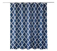 Neel Blue Trellis Blue Shower Curtain, Polyester, Water-Resistant Fabric Bathroom Curtain With 12 Hooks - 180X200Cm