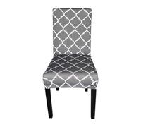Neel Blue Trellis Design Universal Dining Chair Cover, Grey - Pack Of 1