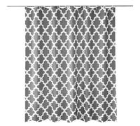 Neel Blue Trellis Grey Polyester Shower Curtain, Water-Resistant Bathroom Curtain With 12 Hooks - 180X200Cm
