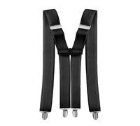 Neel Blue Unisex Braces X Shape Clip on Elasticated Suspender in Black Neel Blue Black One Size