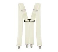 Neel Blue Unisex Braces X Shape Clip on Elasticated Suspender in Ivory Neel Blue Ivory One Size