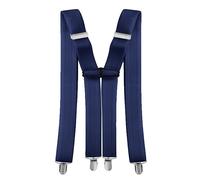 Neel Blue Unisex Braces X Shape Clip on Elasticated Suspender in Mid Blue Neel Blue Mid Blue One Size