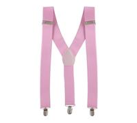 Neel Blue Unisex Braces Y Back Elasticated Suspenders with 3 Metal Clips, 35mm Wide in Bright Pink Neel Blue Bright Pink One Size