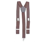 Neel Blue Unisex Braces Y Back Elasticated Suspenders with 3 Metal Clips, 35mm Wide in Brown Neel Blue Brown One Size