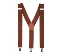 Neel Blue Unisex Braces Y Back Elasticated Suspenders with 3 Metal Clips, 35mm Wide in Dark Brown Neel Blue Dark Brown One Size