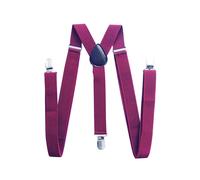 Neel Blue Unisex Braces Y Back Elasticated Suspenders with 3 Metal Clips, 35mm Wide in Wine Neel Blue Wine One Size