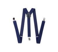 Neel Blue Unisex Braces Y Back Elasticated Suspenders with 3 Metal Clips, 50mm Wide in Navy Neel Blue Navy One Size