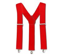 Neel Blue Unisex Braces Y Back Elasticated Suspenders with 3 Metal Clips, 50mm Wide in Red Neel Blue Red One Size