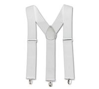 Neel Blue Unisex Braces Y Back Elasticated Suspenders with 3 Metal Clips, 50mm Wide in White Neel Blue White One Size