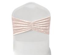 Neel Blue Velvet Chair Band Glitz Shiny Fabric Strechy Chair Band Sash, Blush Pink, 1Pc