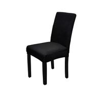Neel Blue Velvet Chair Cover, Spandex Stretch Dining Chair Slipcovers in Black Neel Blue Black