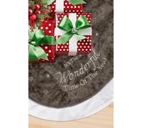 Neel Blue Velvet Christmas Tree Skirt Round Xmas Tree Base Mat - 1 metre in Grey Neel Blue Grey