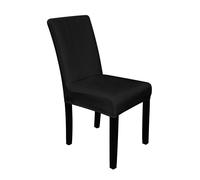 Neel Blue Velvet Dining Chair Covers, Stretchable Spandex High-Back Dining Slipcovers in Black Neel Blue Black
